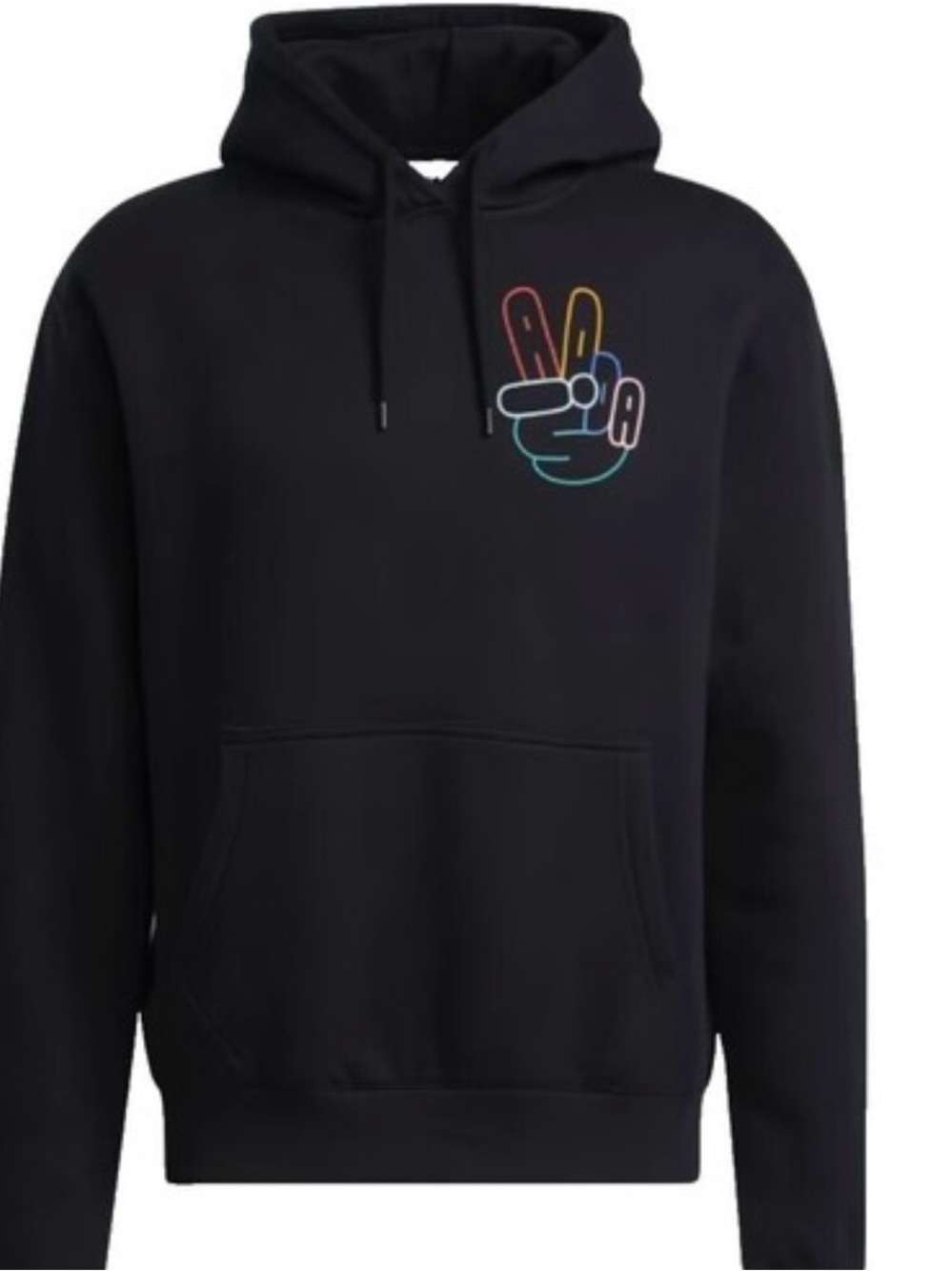 adidas Originals Black Hoodie with Multicolor Peace Hand Outline